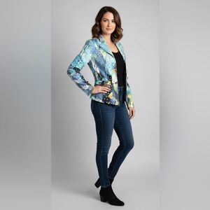 Vibrant Blue Abstract Women's Blazer